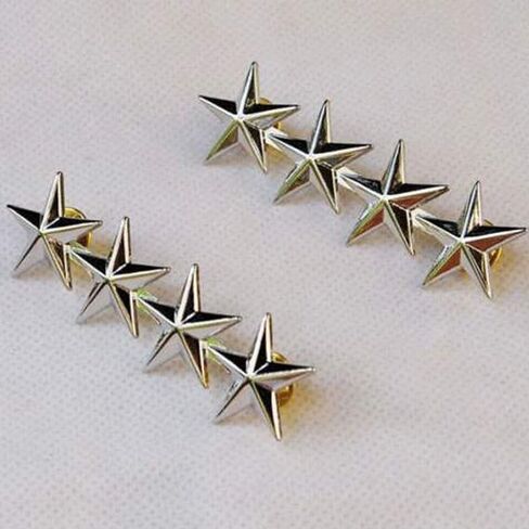 2pcs WWII WW2 US Army Officer 4 Stars General Rank Badges Pin Silver Zinc Alloy in Saudi Arabia