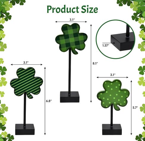 St. Patrick's Day Wooden Shamrock Stand Decor Set of 3 Clover Irish Wood Block Signs for Home Tabletop Centerpieces Tiered Tray Party Decoration Gifts in Saudi Arabia