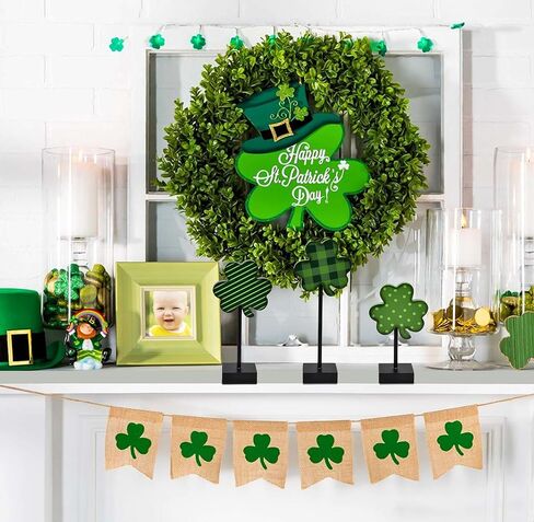 St. Patrick's Day Wooden Shamrock Stand Decor Set of 3 Clover Irish Wood Block Signs for Home Tabletop Centerpieces Tiered Tray Party Decoration Gifts in Saudi Arabia