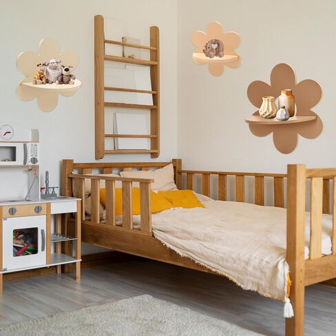 JarThenaAMCS 3Pcs Boho Daisy Wall Shelf Cute Flower Wooden Floating Shelf Hanging Display Stand for Home Living Room Bedroom Bathroom Decor in Saudi Arabia