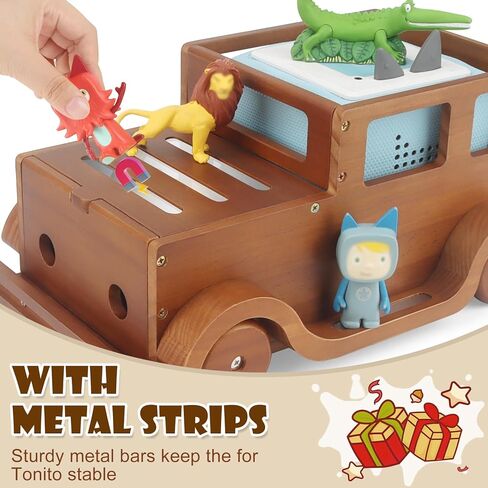 Storage & Play Car Shelf for Toniebox 2/1 Tonie Figures Characters Storage,Magnetic for Creative Tonie Box, Wooden Magnetic Shelf for Kids in Kuwait