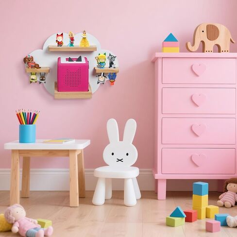 رف Cloud Toines، لـ TonieBox 1 وToniebox 2 Tonies رف جداري لتخزين Tonies لـ 12-20 شخصية من شخصيات Tonie، رف مغناطيسي لـ TonieBox، محطة شحن، غرفة لعب للأطفال (أبيض) in Kuwait