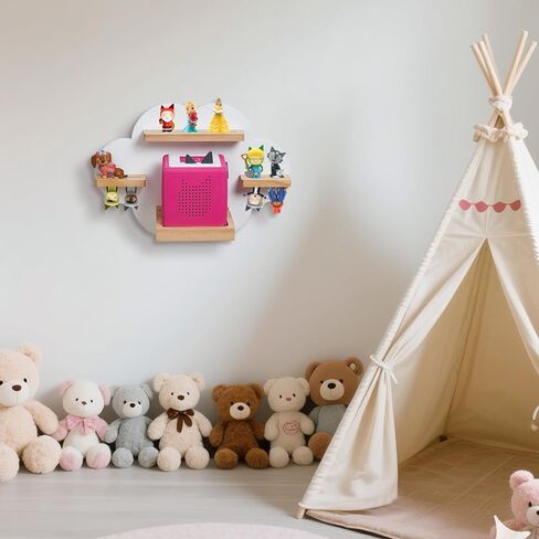 رف Cloud Toines، لـ TonieBox 1 وToniebox 2 Tonies رف جداري لتخزين Tonies لـ 12-20 شخصية من شخصيات Tonie، رف مغناطيسي لـ TonieBox، محطة شحن، غرفة لعب للأطفال (أبيض) in Kuwait