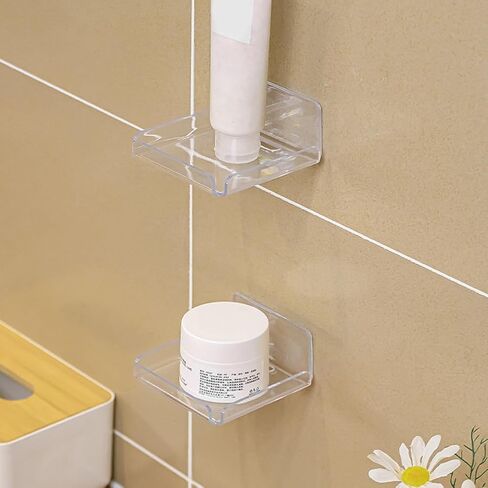 2 Pack Acrylic Floating Shelves, Clear Wall-Mounted Shelves Adhesive Wall Shelf No Drill Display Shelf for Book Picture, Plant, Easily Expand Wall Space for Bathroom Office Home in Kuwait
