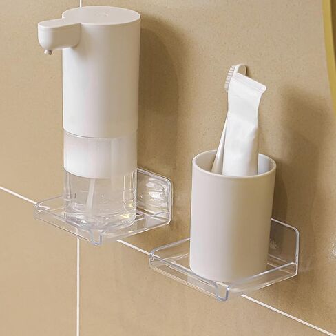 2 Pack Acrylic Floating Shelves, Clear Wall-Mounted Shelves Adhesive Wall Shelf No Drill Display Shelf for Book Picture, Plant, Easily Expand Wall Space for Bathroom Office Home in Kuwait
