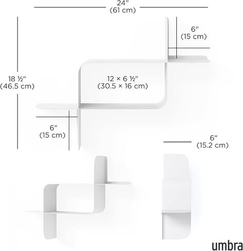 Umbra Montage Floating Wall Shelf, Metal, Set of 2, White in Saudi Arabia