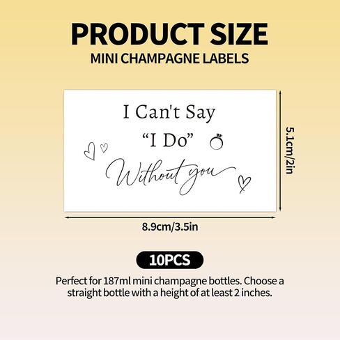 10 قطع من ملصقات اقتراح وصيفة العروس، باللون الأسود لا أستطيع أن أقول إنني أفعل بدونك، ملصقات صغيرة شامبانيا لاقتراح العروسة لحفلات الزفاف ومستلزمات حفلات العزوبية in Kuwait