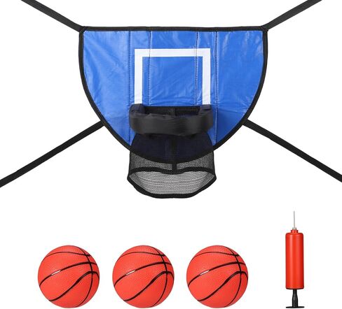 Trampoline Basketball Hoop with 3 Basketballs & Pump, Mini Basketball Hoop for Kids Waterproof Basketball Goal Soft Basketball Game Set Attachment for All Ages Basketball Lovers (Green) in Kuwait