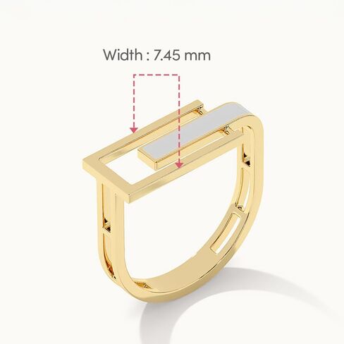 HYOU Cera Womens Rings, 14K Gold Vermeil (25x Thicker Than Plated Gold Jewelry) on 925 Sterling Silver Rings, Hypoallergenic Wedding Band with Ceramic Accent, Jewelry Gift Box, 5 Yr Warranty in Kuwait