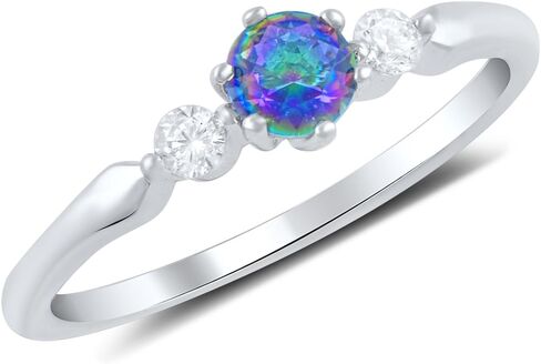 SILVERCLOSEOUT Sterling Silver Simulated Rainbow Topaz Stackable Ring (Size 4-10) in Kuwait