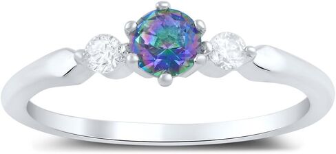 SILVERCLOSEOUT Sterling Silver Simulated Rainbow Topaz Stackable Ring (Size 4-10) in Kuwait
