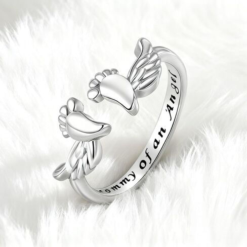 To My Mum-Mommy of an Angel Ring, Miscarriage Gifts for Mothers Pregnancy Loss Ring Mommy of an Angel Wing Rings Loss Memorial Sympathy Jewelry for Mom Women in Saudi Arabia