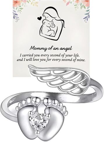 To My Mum-Mommy of an Angel Ring, Miscarriage Gifts for Mothers Pregnancy Loss Ring Mommy of an Angel Wing Rings Loss Memorial Sympathy Jewelry for Mom Women in Saudi Arabia