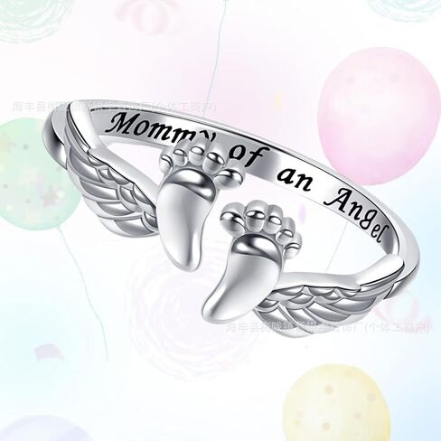 To My Mum-Mommy of an Angel Ring, Miscarriage Gifts for Mothers Pregnancy Loss Ring Mommy of an Angel Wing Rings Loss Memorial Sympathy Jewelry for Mom Women in Saudi Arabia