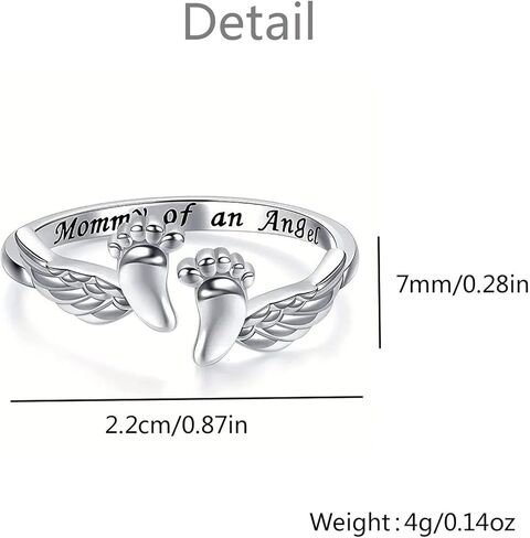 To My Mum-Mommy of an Angel Ring, Miscarriage Gifts for Mothers Pregnancy Loss Ring Mommy of an Angel Wing Rings Loss Memorial Sympathy Jewelry for Mom Women in Saudi Arabia