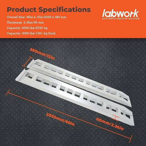 labwork 80 inch X 15 inch 1 Pair 2 Ramps Aluminum Ramps Trailer Ramps in Kuwait