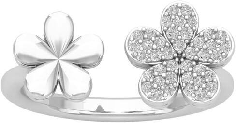 14K Gold Diamond Double Flower Ring (1/5 cttw, I-J Color, I2-I3 Clarity) in Saudi Arabia
