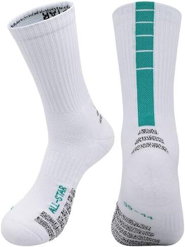 Mens Compression Running Socks Cushioned Crew Athletic Socks Moisture Wicking Anti Blister for Running Basketball Hiking in Saudi Arabia