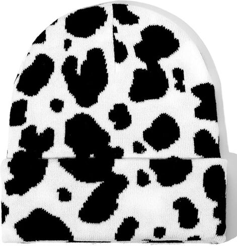Animal Print Knit Beanie Hat for Women Men, Soft Stretch Cuff Beanie in Saudi Arabia