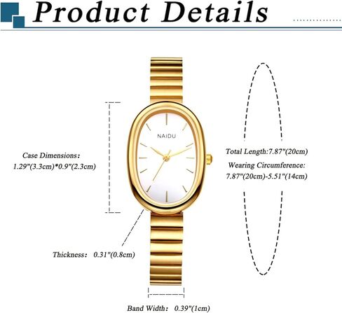 OIDEA Oval Watches for Women: Ultra-Thin Analog Quartz Wrist Watches Gold Tone Stainless Steel Strap Elegant Ladies Watch Casual Business Dress Bracelet Watch in Saudi Arabia