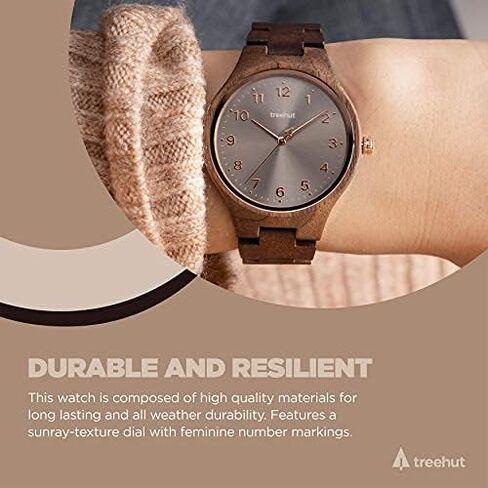 ساعات Treehut الخشبية للسيدات، لون الجوز الرمادي، حركة كوارتز يابانية، ساعة يد أنيقة وغريبة من Señoras مع إبزيم وصندوق من الفولاذ المقاوم للصدأ قابل للتعديل، Relojes para Mujeres in Kuwait