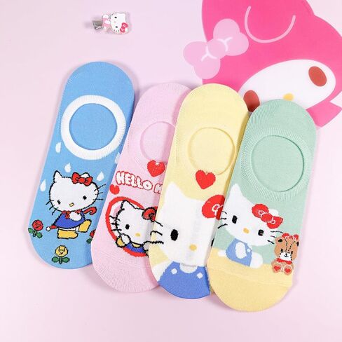 Women's Hello Kitty Cute Cotton Blend Ankle Socks Set Crew Hearts Kitty Collection- One size in Saudi Arabia