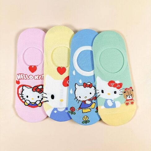Women's Hello Kitty Cute Cotton Blend Ankle Socks Set Crew Hearts Kitty Collection- One size in Saudi Arabia
