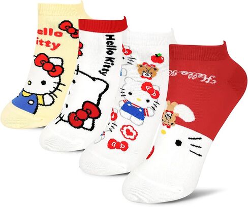 Women's Hello Kitty Cute Cotton Blend Ankle Socks Set Crew Hearts Kitty Collection- One size in Saudi Arabia
