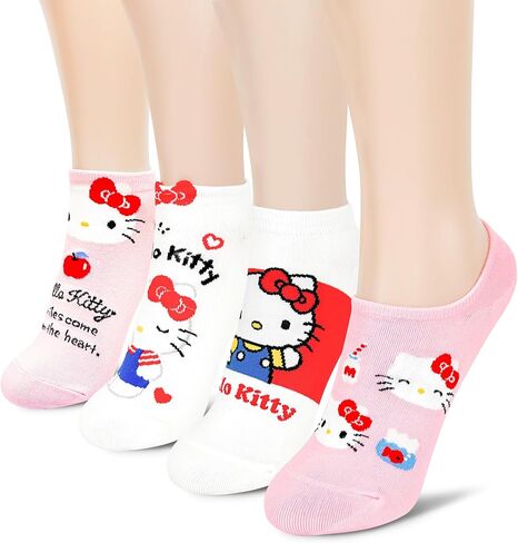 Women's Hello Kitty Cute Cotton Blend Ankle Socks Set Crew Hearts Kitty Collection- One size in Saudi Arabia