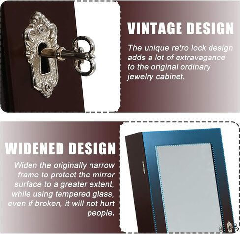 خزانة مجوهرات FDW مقاس 61 بوصة ارتفاعًا لخزانة مجوهرات قابلة للقفل مثبتة على الحائط/الباب مع درجين و6 أرفف مقاس 43.3 بوصة × 10.6 بوصة منظم مجوهرات عالي السعة (بني) in Kuwait