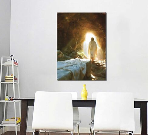 Christian Jesus Wall Art Jesus Leaves the Tomb Canvas Painting Resurrected Savior Leaves the Tomb Posters Prints He Is Risen Pictures for Church Home Bedroom living room Home Wall Decor Framed in Saudi Arabia