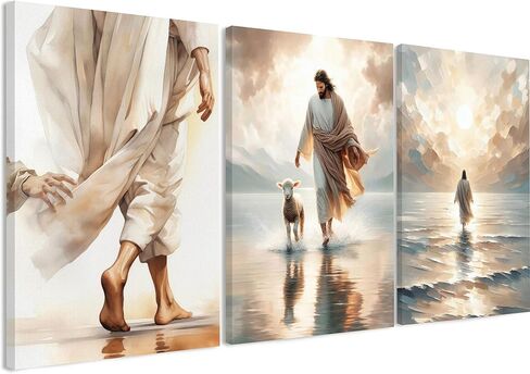 3 Pcs Christian Wall Art Jesus Decor Christ Religion Canvas Wall Decor Jesus Art Pictures Posters Prints Religious Paintings Room Decor for Church Prayer Room Christian Schools Hospitals 12'' x 16'' in Saudi Arabia