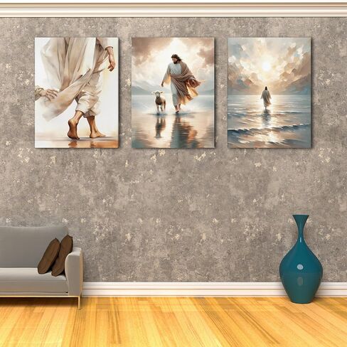3 Pcs Christian Wall Art Jesus Decor Christ Religion Canvas Wall Decor Jesus Art Pictures Posters Prints Religious Paintings Room Decor for Church Prayer Room Christian Schools Hospitals 12'' x 16'' in Saudi Arabia