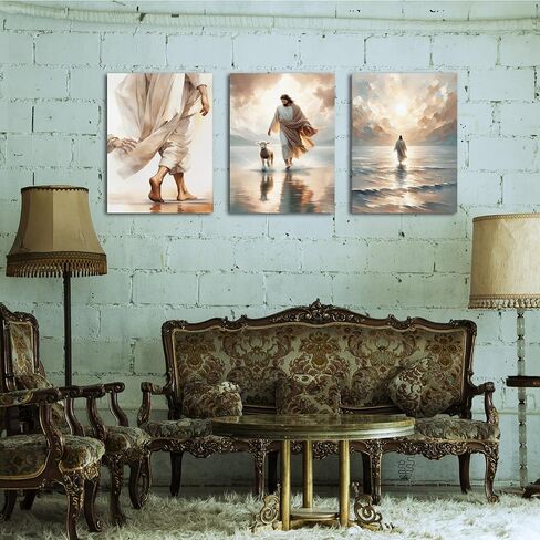 3 Pcs Christian Wall Art Jesus Decor Christ Religion Canvas Wall Decor Jesus Art Pictures Posters Prints Religious Paintings Room Decor for Church Prayer Room Christian Schools Hospitals 12'' x 16'' in Saudi Arabia
