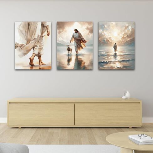 3 Pcs Christian Wall Art Jesus Decor Christ Religion Canvas Wall Decor Jesus Art Pictures Posters Prints Religious Paintings Room Decor for Church Prayer Room Christian Schools Hospitals 12'' x 16'' in Saudi Arabia