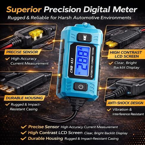 جهاز اختبار مسبار دائرة السيارات، جهاز اختبار الدائرة الكهربائية للسيارة، جهاز اختبار التيار عالي الدقة 20 أمبير 48 فولت، لاختبار أسلاك الصمامات والجهد الكهربي، واستنزاف البطارية الطفيلية وأداة تشخيص رسم التيار in Kuwait