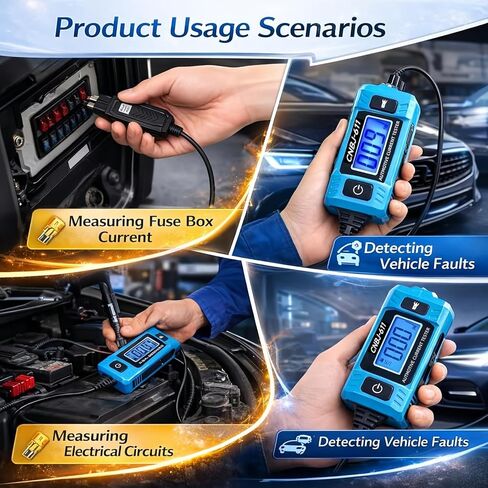 جهاز اختبار مسبار دائرة السيارات، جهاز اختبار الدائرة الكهربائية للسيارة، جهاز اختبار التيار عالي الدقة 20 أمبير 48 فولت، لاختبار أسلاك الصمامات والجهد الكهربي، واستنزاف البطارية الطفيلية وأداة تشخيص رسم التيار in Kuwait