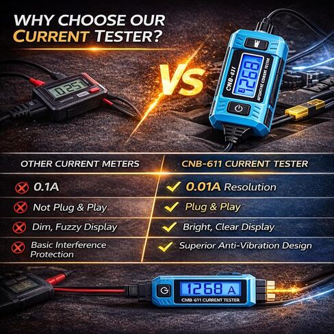 جهاز اختبار مسبار دائرة السيارات، جهاز اختبار الدائرة الكهربائية للسيارة، جهاز اختبار التيار عالي الدقة 20 أمبير 48 فولت، لاختبار أسلاك الصمامات والجهد الكهربي، واستنزاف البطارية الطفيلية وأداة تشخيص رسم التيار in Kuwait