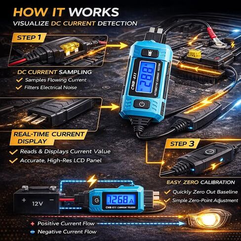 جهاز اختبار مسبار دائرة السيارات، جهاز اختبار الدائرة الكهربائية للسيارة، جهاز اختبار التيار عالي الدقة 20 أمبير 48 فولت، لاختبار أسلاك الصمامات والجهد الكهربي، واستنزاف البطارية الطفيلية وأداة تشخيص رسم التيار in Kuwait