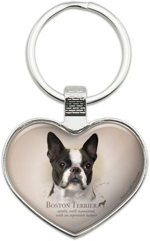 Boston Terrier Dog Breed Keychain Heart Love Metal Key Chain Ring in Saudi Arabia