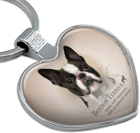Boston Terrier Dog Breed Keychain Heart Love Metal Key Chain Ring in Saudi Arabia
