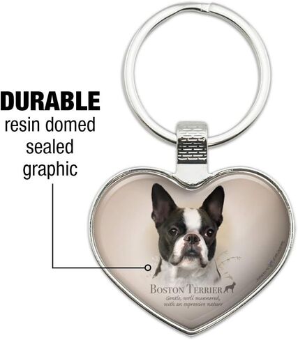Boston Terrier Dog Breed Keychain Heart Love Metal Key Chain Ring in Saudi Arabia