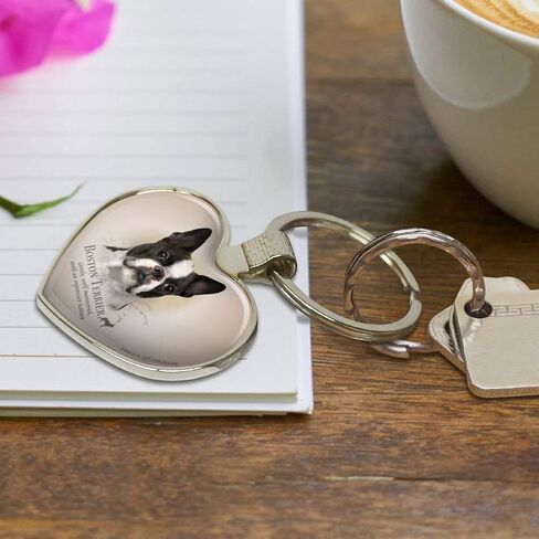 Boston Terrier Dog Breed Keychain Heart Love Metal Key Chain Ring in Saudi Arabia