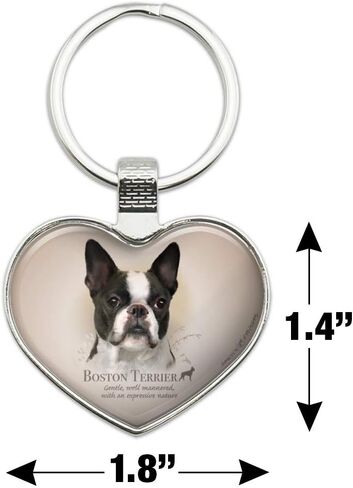 Boston Terrier Dog Breed Keychain Heart Love Metal Key Chain Ring in Saudi Arabia