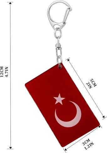 Turkiye Flag Keychain - Double Sided Acrylic D Shape Chains Turks Flags Key Chains Men and Women Style Car Key chain Gifts Decoration (3 Pcs) in Kuwait