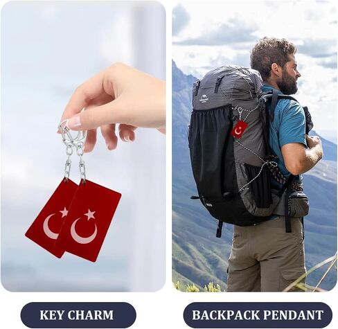 Turkiye Flag Keychain - Double Sided Acrylic D Shape Chains Turks Flags Key Chains Men and Women Style Car Key chain Gifts Decoration (3 Pcs) in Kuwait