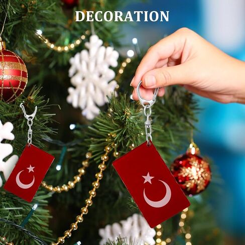 Turkiye Flag Keychain - Double Sided Acrylic D Shape Chains Turks Flags Key Chains Men and Women Style Car Key chain Gifts Decoration (3 Pcs) in Kuwait