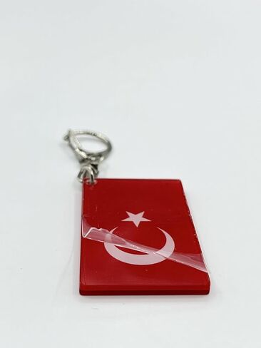 Turkiye Flag Keychain - Double Sided Acrylic D Shape Chains Turks Flags Key Chains Men and Women Style Car Key chain Gifts Decoration (3 Pcs) in Kuwait