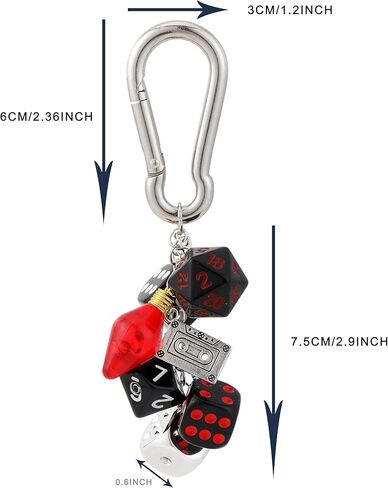 غريب الرعب الرجعية حلقة تسلق المفاتيح النرد الأحمر لمبة كاسيت الشريط المعلقات مخيف الرجعية المفاتيح الإكسسوار in Kuwait