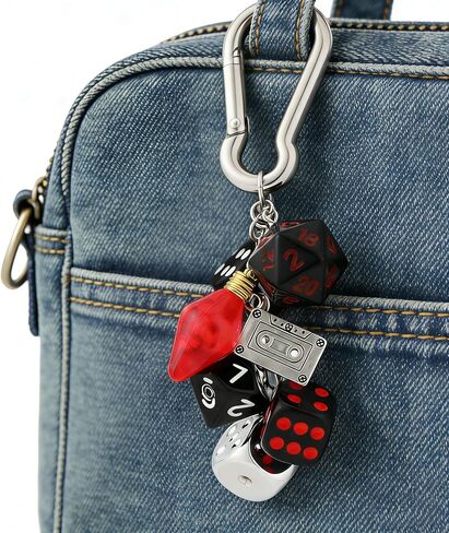 غريب الرعب الرجعية حلقة تسلق المفاتيح النرد الأحمر لمبة كاسيت الشريط المعلقات مخيف الرجعية المفاتيح الإكسسوار in Kuwait